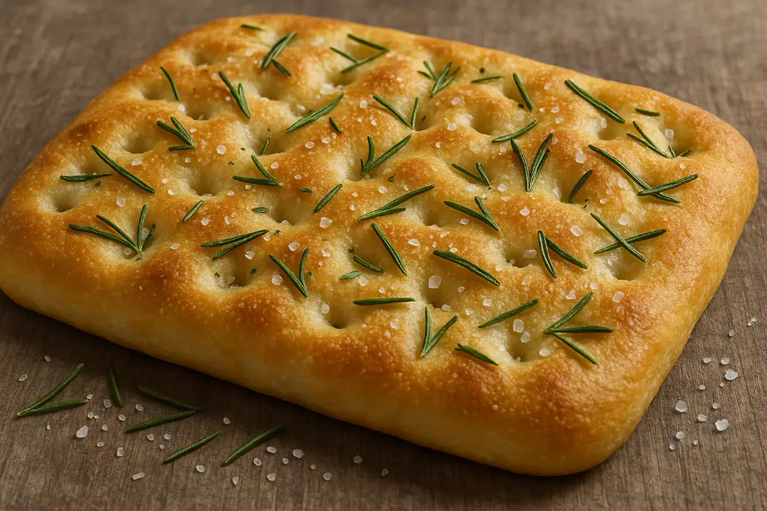 Focaccia Genovese rosmariini ja meresoolaga